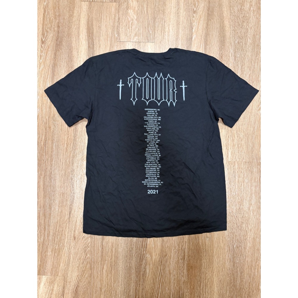 The Thread Shop 2021 Tour Graphic T-Shirt Mens Large Black‎ Greek Letter Daggers